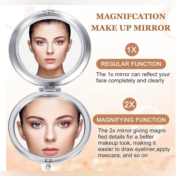 🩶Teal & Silver🩶Glitter Compact Mirror with Dustbag/NIP - Picture 4 of 7